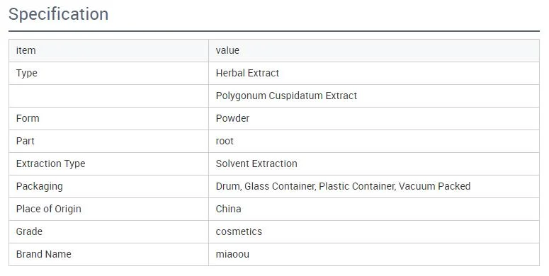 Natural Resveratrol Bulk Powde Knotweed Extract