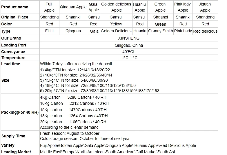 Hotsale Fresh Chinese Red Popular Famous Delicious Healthy Variety Size Export Grade Fruit Mature Apple